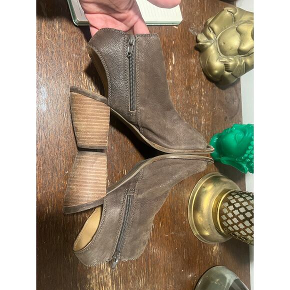 Lucky Brand Womens Jubai Peep Ankle Leather Heels Boots open toe shoes sz 7 Boho - Picture 6 of 7